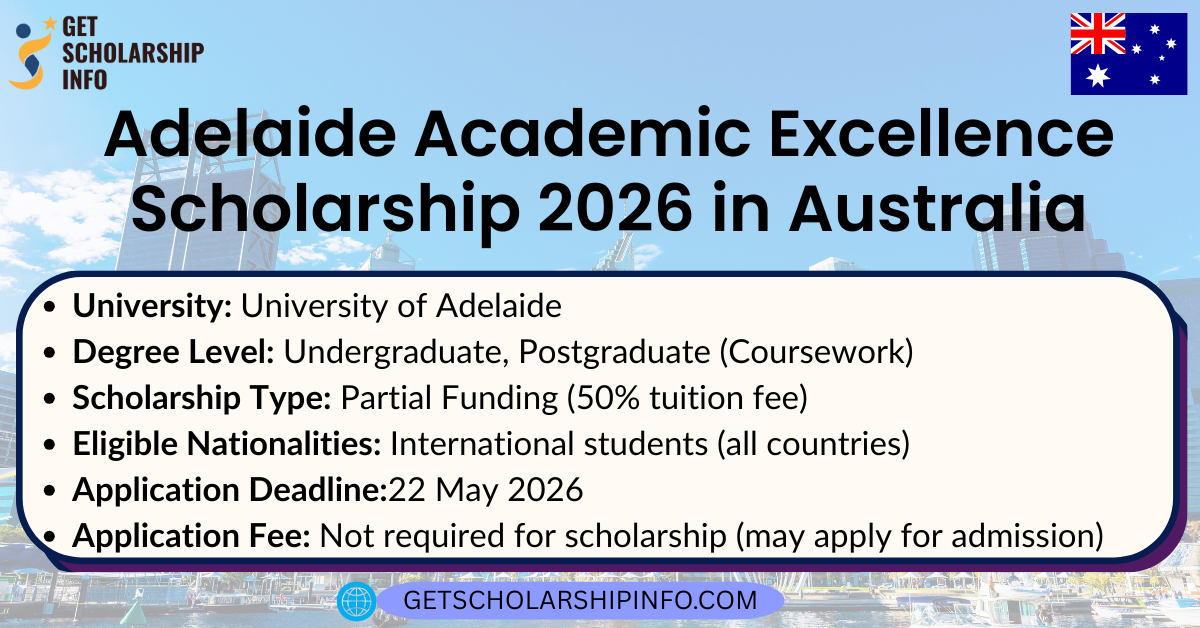 Adelaide Academic Excellence Scholarship 2026 in Australia