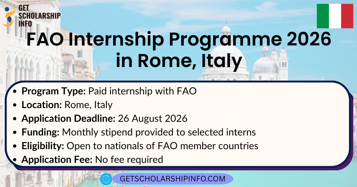 FAO Internship Programme 2026 in Rome, Italy