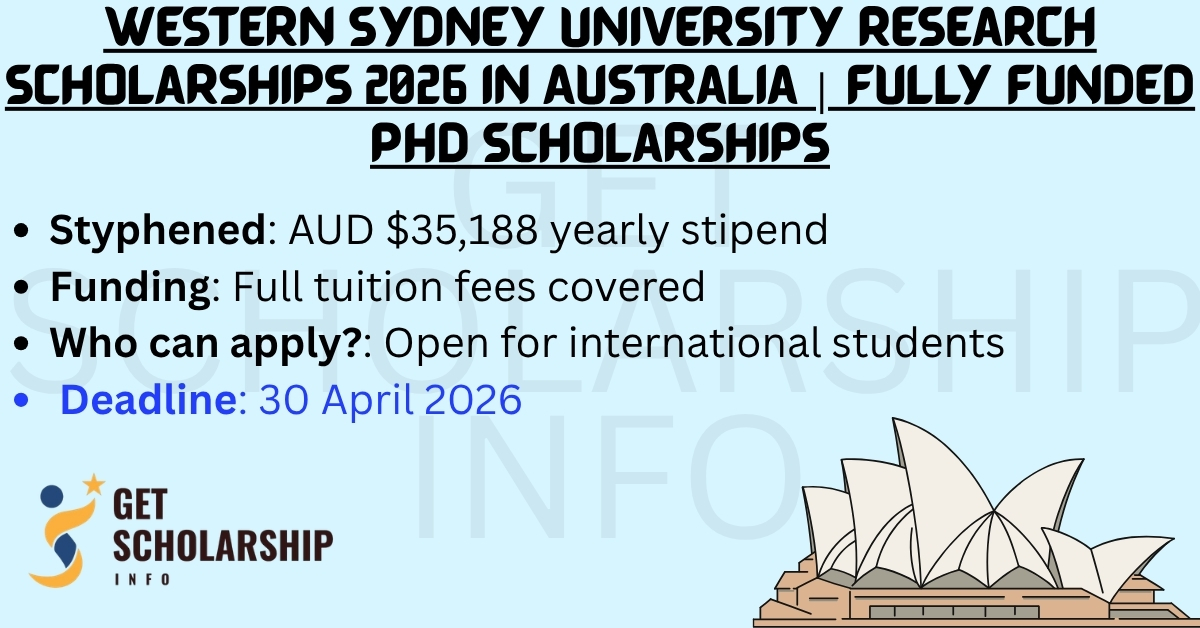 Western Sydney University Research Scholarships 2026 in Australia | Fully Funded PhD Scholarships