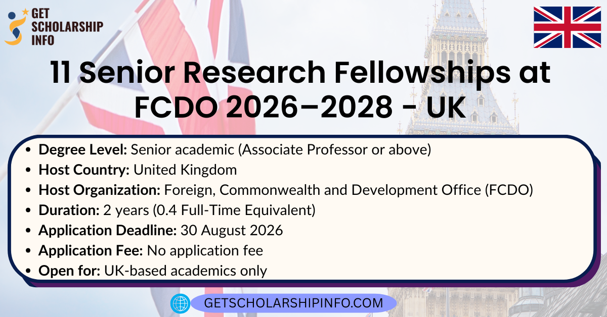 11 Senior Research Fellowships at FCDO 2026–2028 - UK