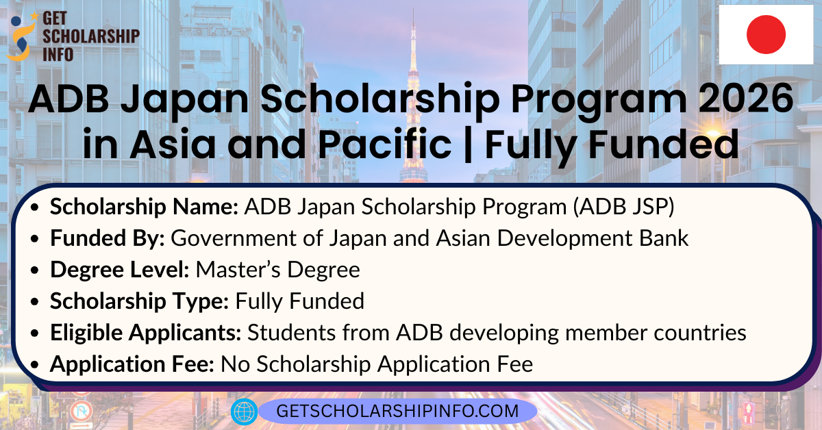 ADB Japan Scholarship Program 2026 in Asia and Pacific | Fully Funded