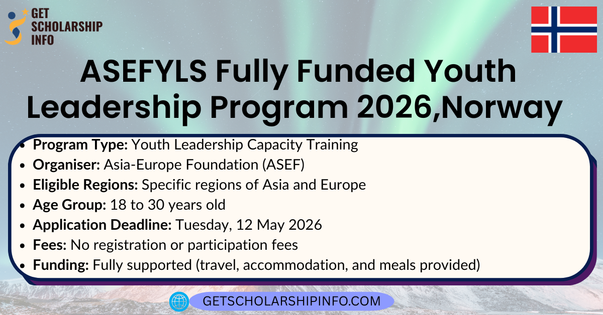 ASEFYLS Fully Funded Youth Leadership Program 2026,Norway