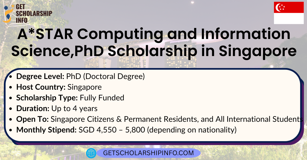 A*STAR Computing and Information Science,PhD Scholarship in Singapore