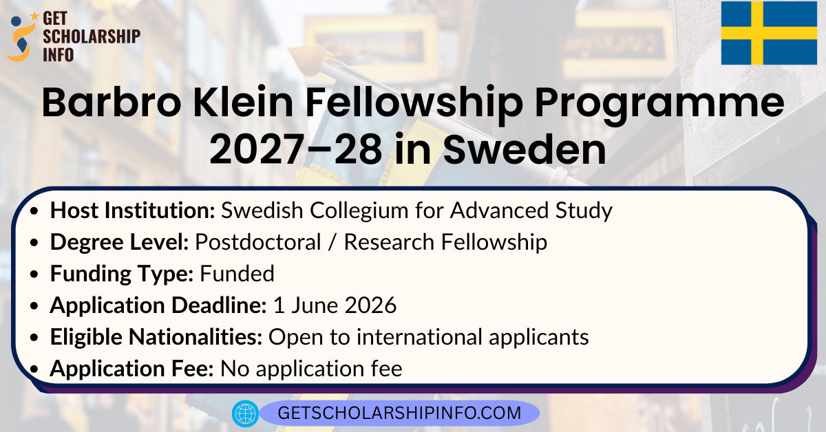 Barbro Klein Fellowship Programme 2027–28 in Sweden