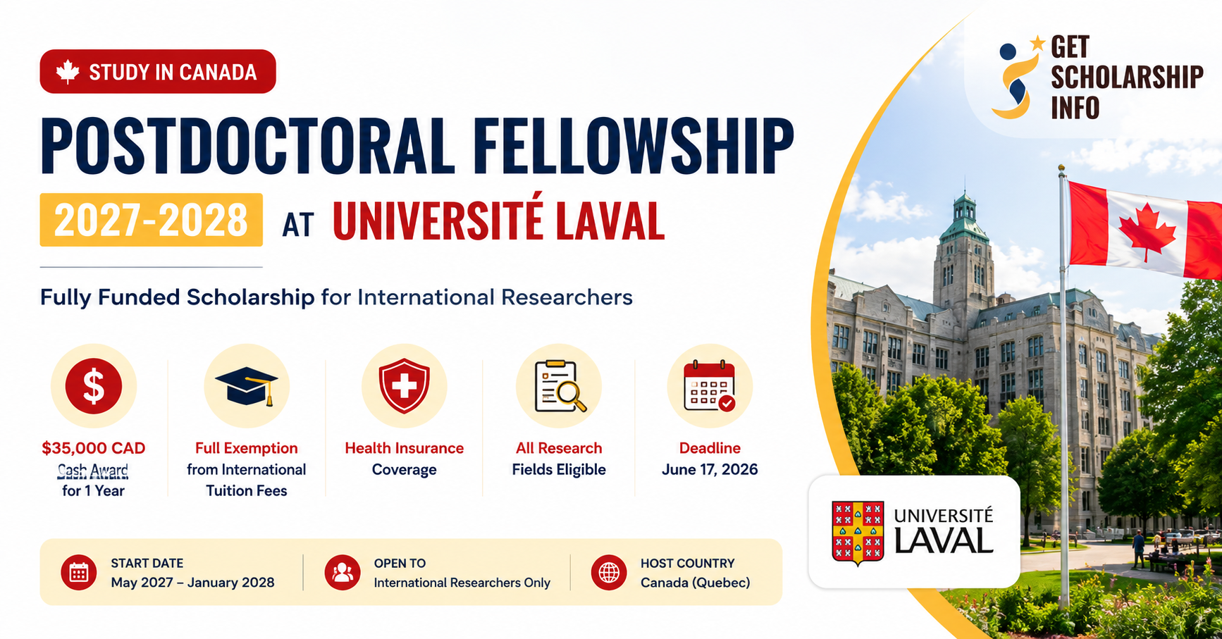 Postdoctoral fellowship in Canada 2027-2028