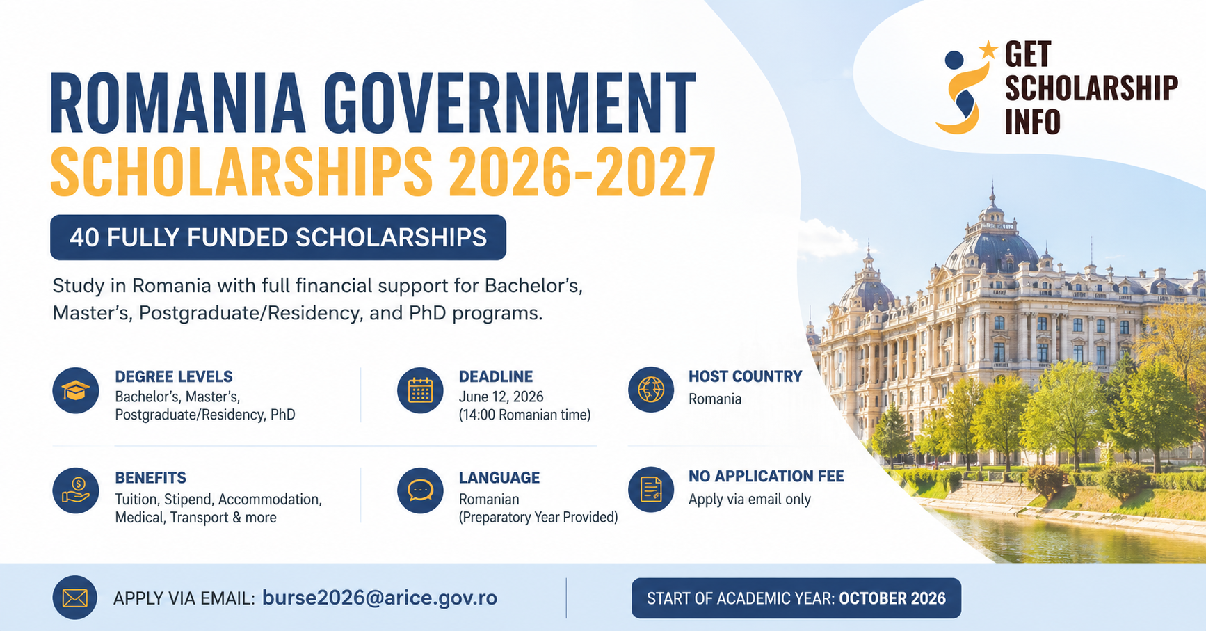Romania government scholarships 2026-2027