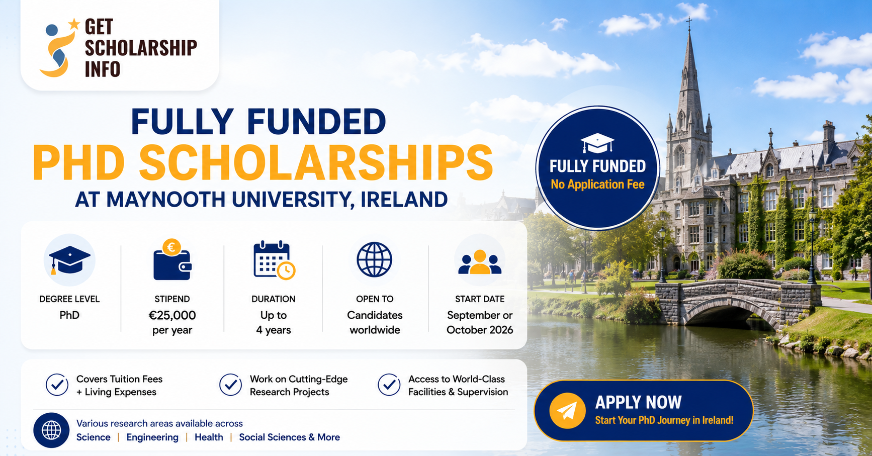 Fully funded PhD scholarships at Maynooth
