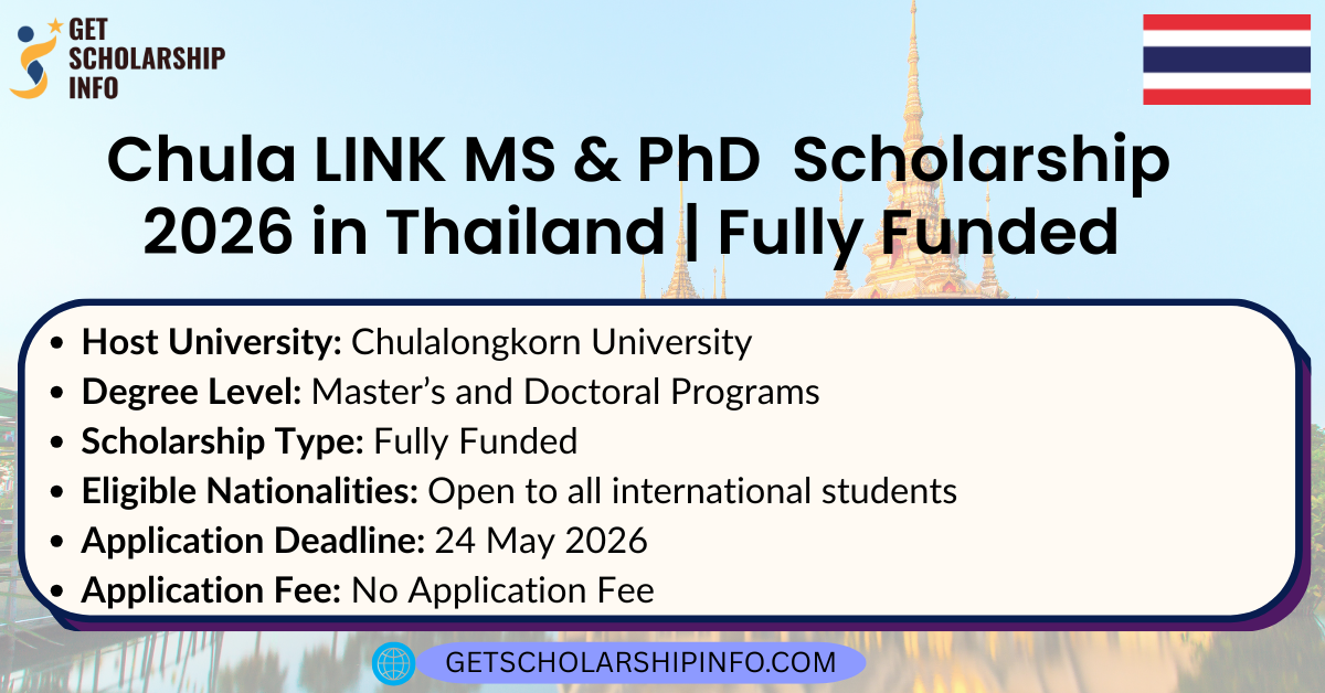 Chula LINK MS & PhD Scholarship 2026 in Thailand | Fully Funded