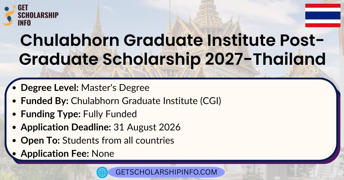 Chulabhorn Graduate Institute Post-Graduate Scholarship 2027-Thailand