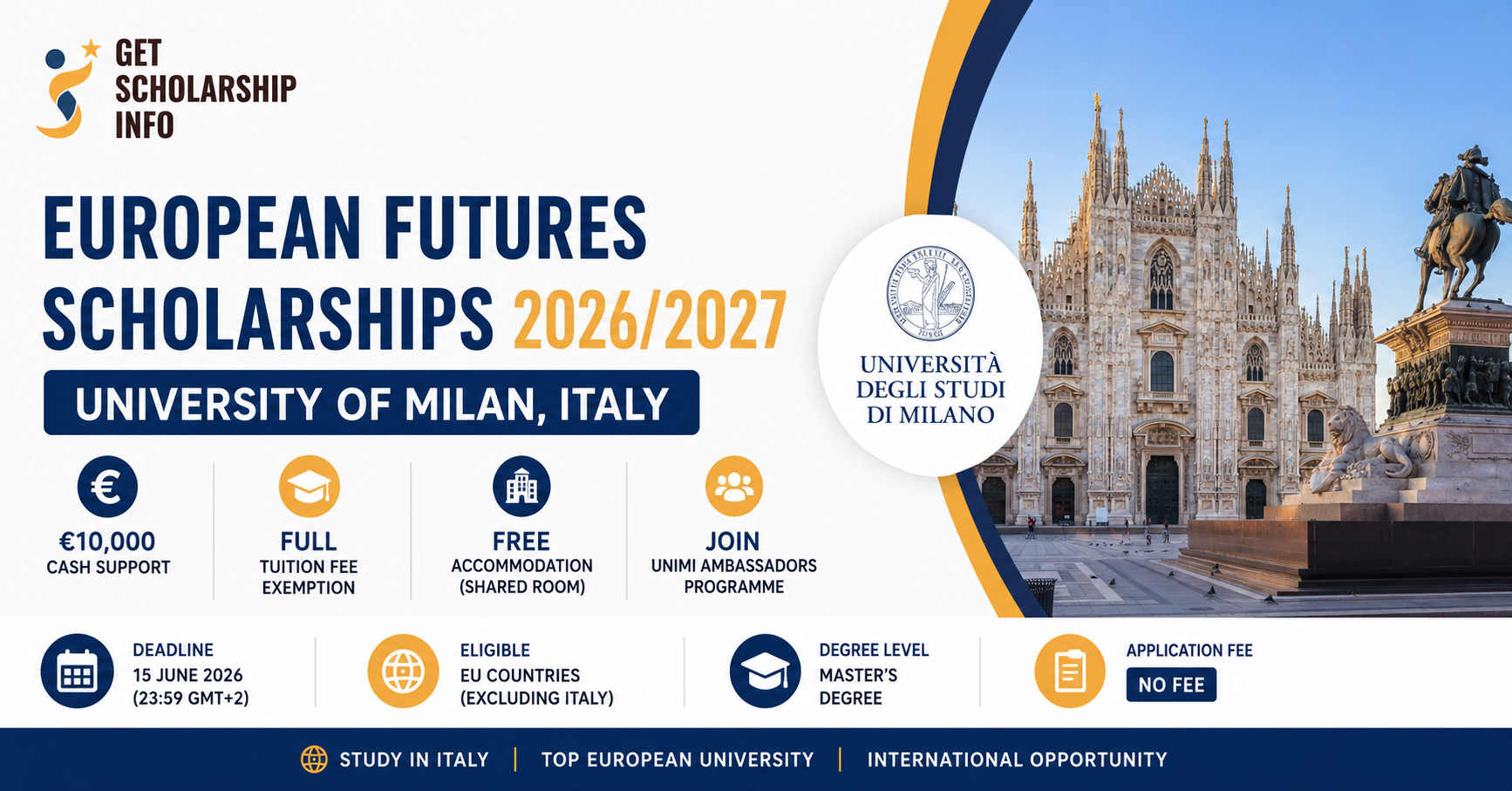 European scholarships at University of Milan