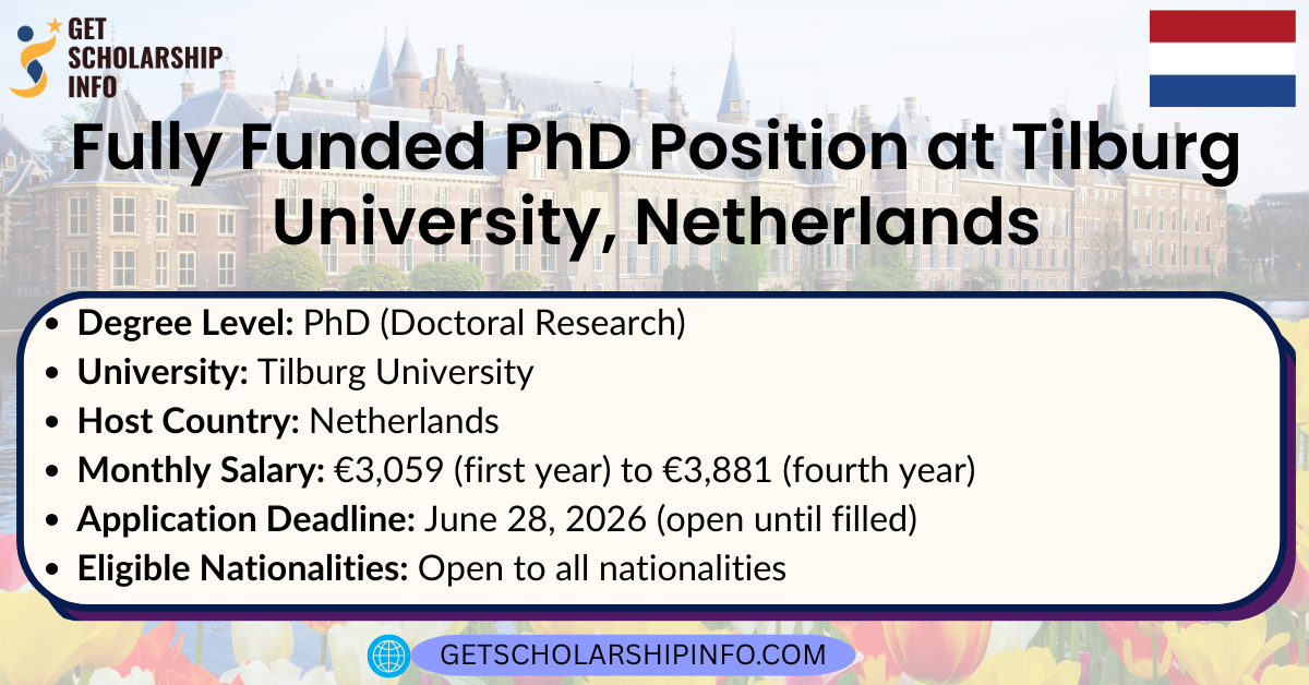 Fully Funded PhD Position at Tilburg University, Netherlands