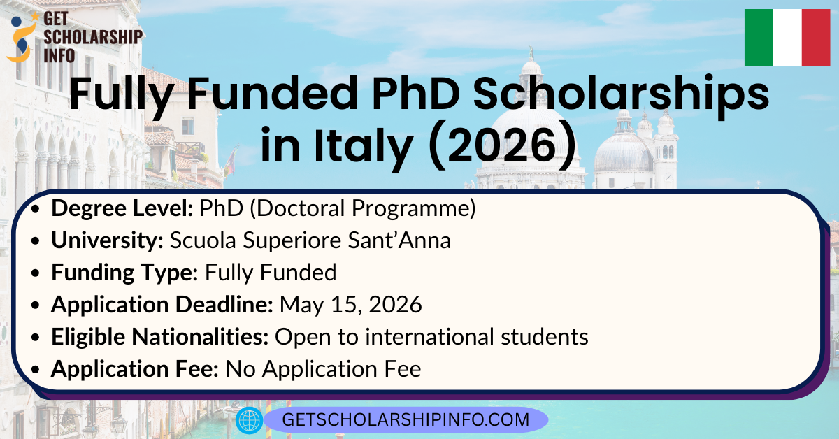Fully Funded PhD Scholarships in Italy (2026)