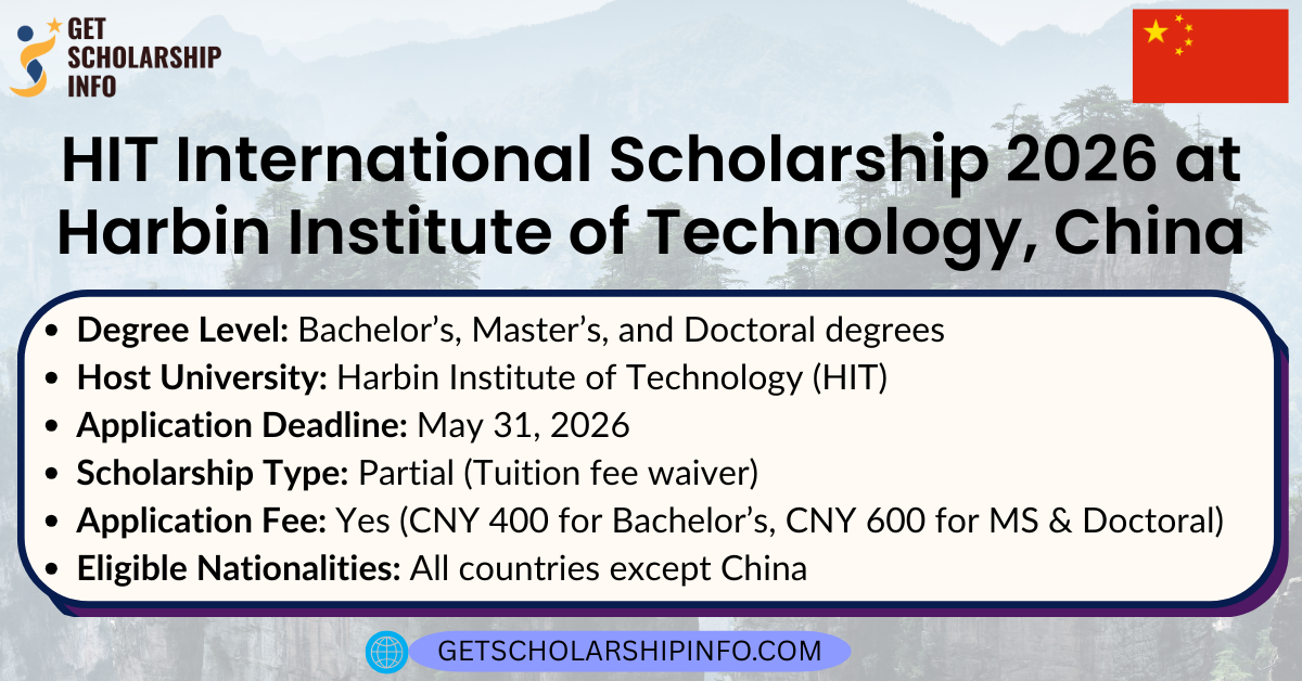 HIT International Scholarship 2026 at Harbin Institute of Technology, China