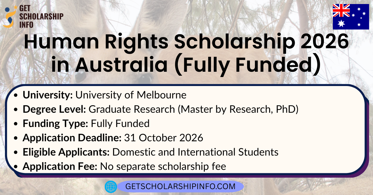 Human Rights Scholarship 2026 in Australia (Fully Funded)