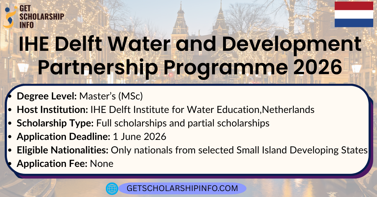 IHE Delft Water and Development Partnership Programme Scholarships 2026