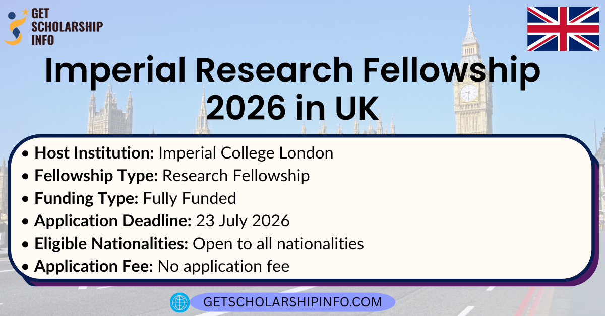 Imperial Research Fellowship 2026 in UK