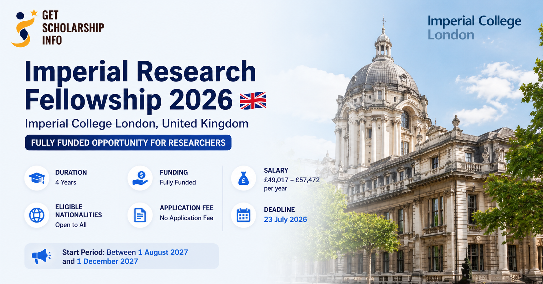 Imperial Research Fellowship 2026