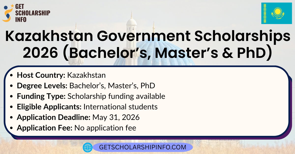 Kazakhstan Government Scholarships 2026 (Bachelor’s, Master’s & PhD)