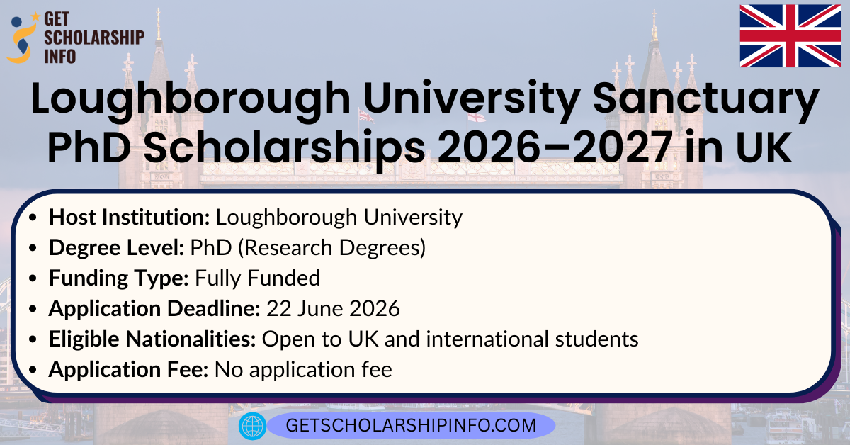 Loughborough University Sanctuary PhD Scholarships 2026–2027 in UK