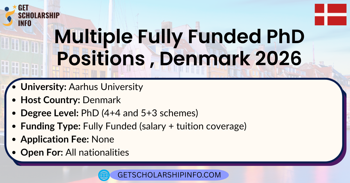 Multiple Fully Funded PhD Positions at Aarhus University, Denmark 2026