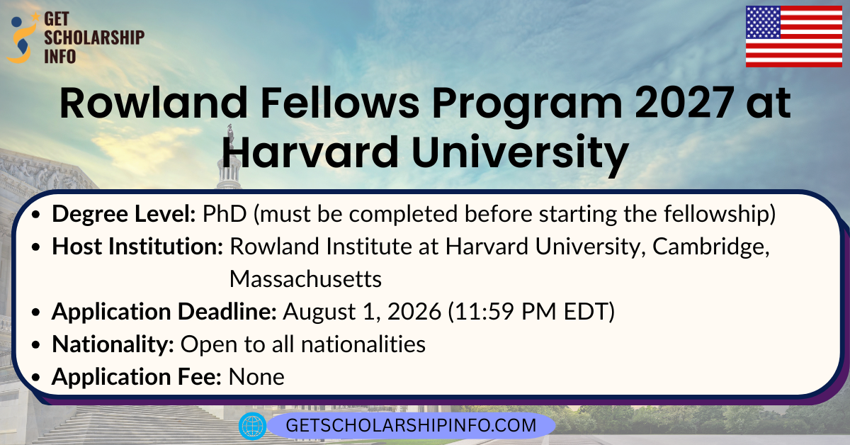 Rowland Fellows Program 2027 at Harvard University