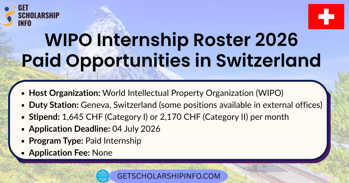 WIPO Internship Roster 2026 Paid Opportunities in Switzerland