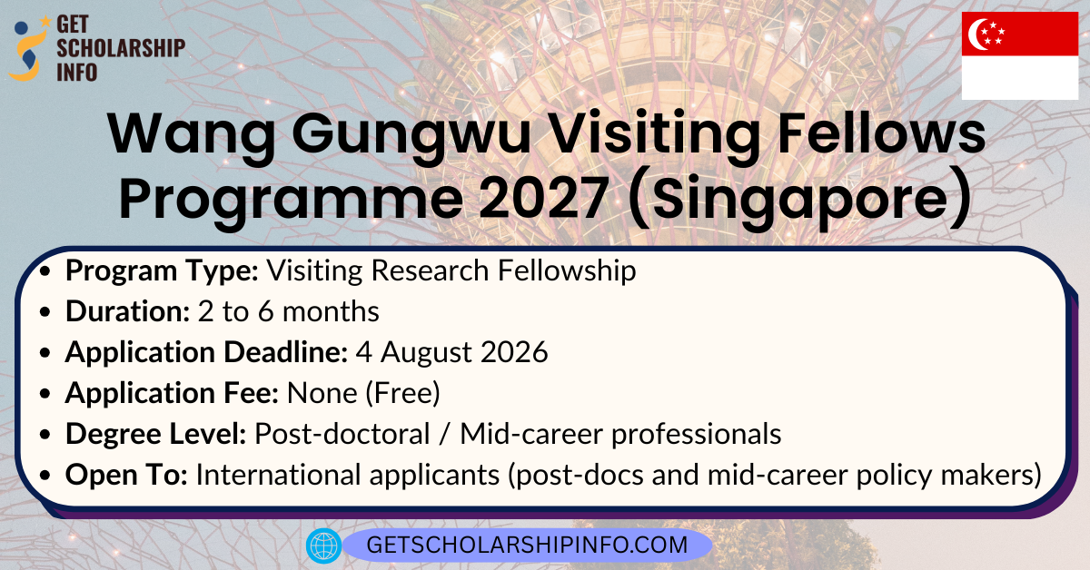 Wang Gungwu Visiting Fellows Programme 2027 (Singapore)