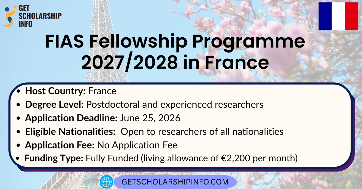 FIAS Fellowship Programme 20272028 in France
