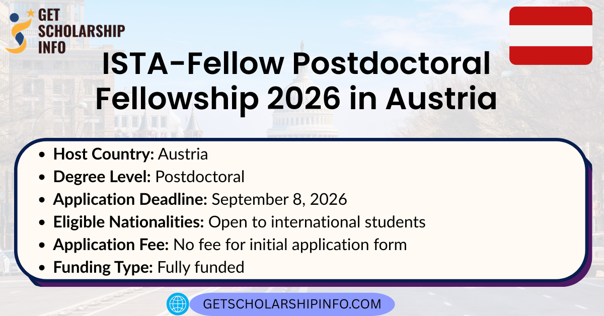 ISTA-Fellow Postdoctoral Fellowship 2026 in Austria