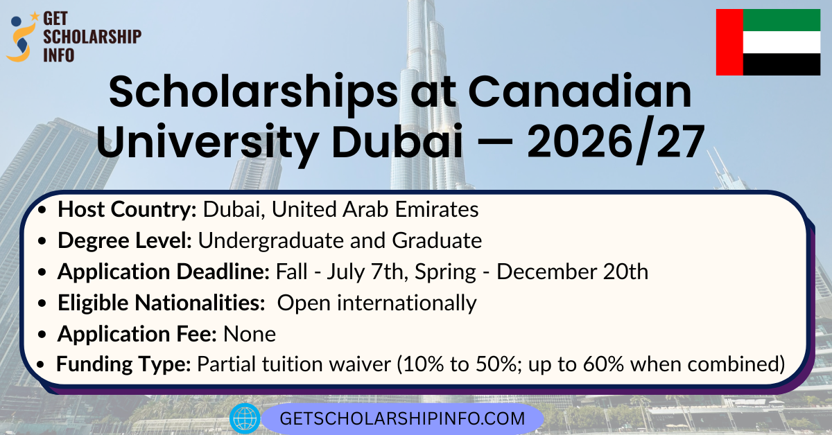 Scholarships at Canadian University Dubai — 2026/27