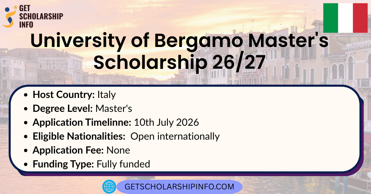 University of Bergamo Master's Scholarship 26/27