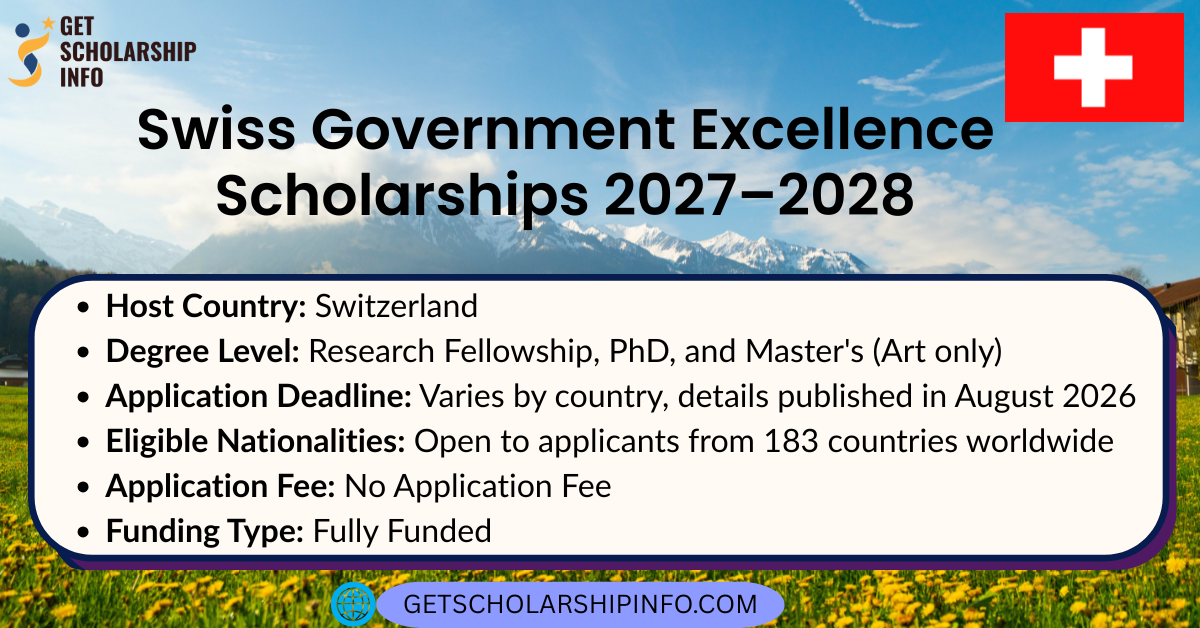 Swiss Government Excellence Scholarships 2027–2028