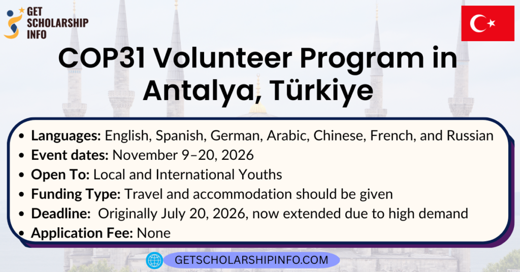COP31 Volunteer Program in Antalya, Türkiye