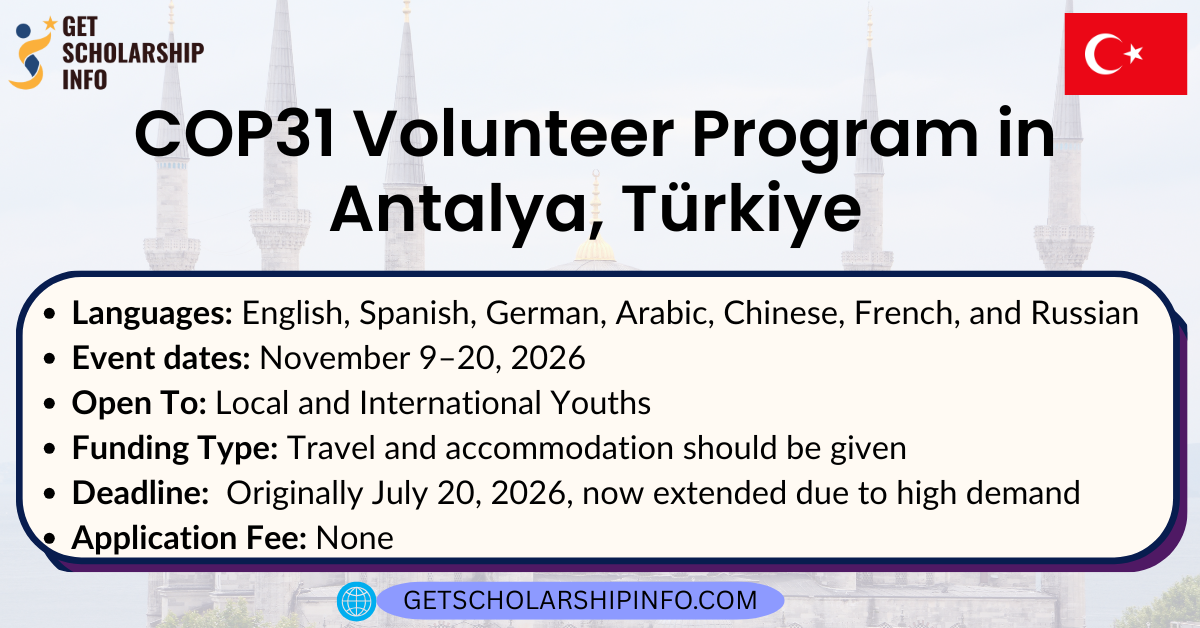 COP31 Volunteer Program in Antalya, Türkiye