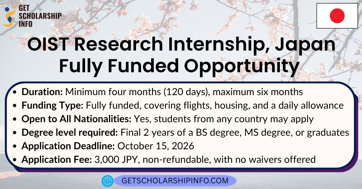 OIST Research Internship, Japan Fully Funded Opportunity