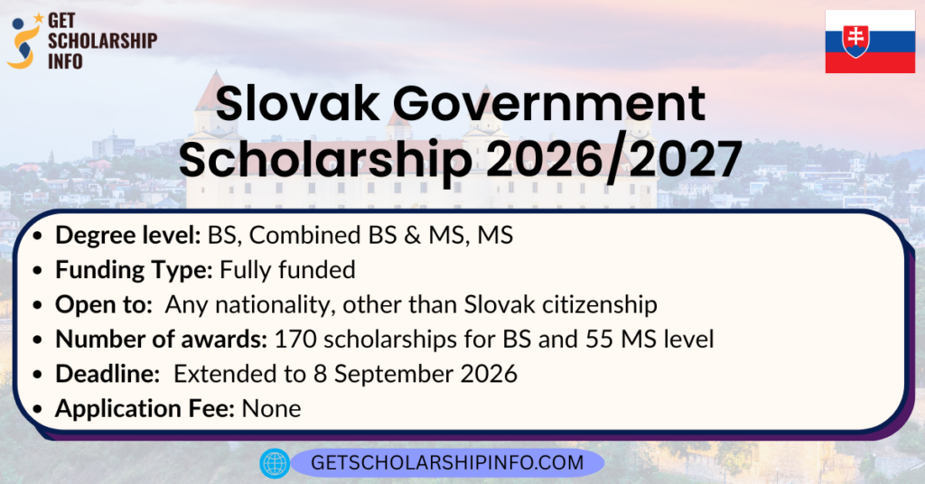 Slovak Government Scholarship 2026/2027