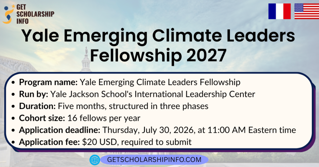 Yale Emerging Climate Leaders Fellowship 2027